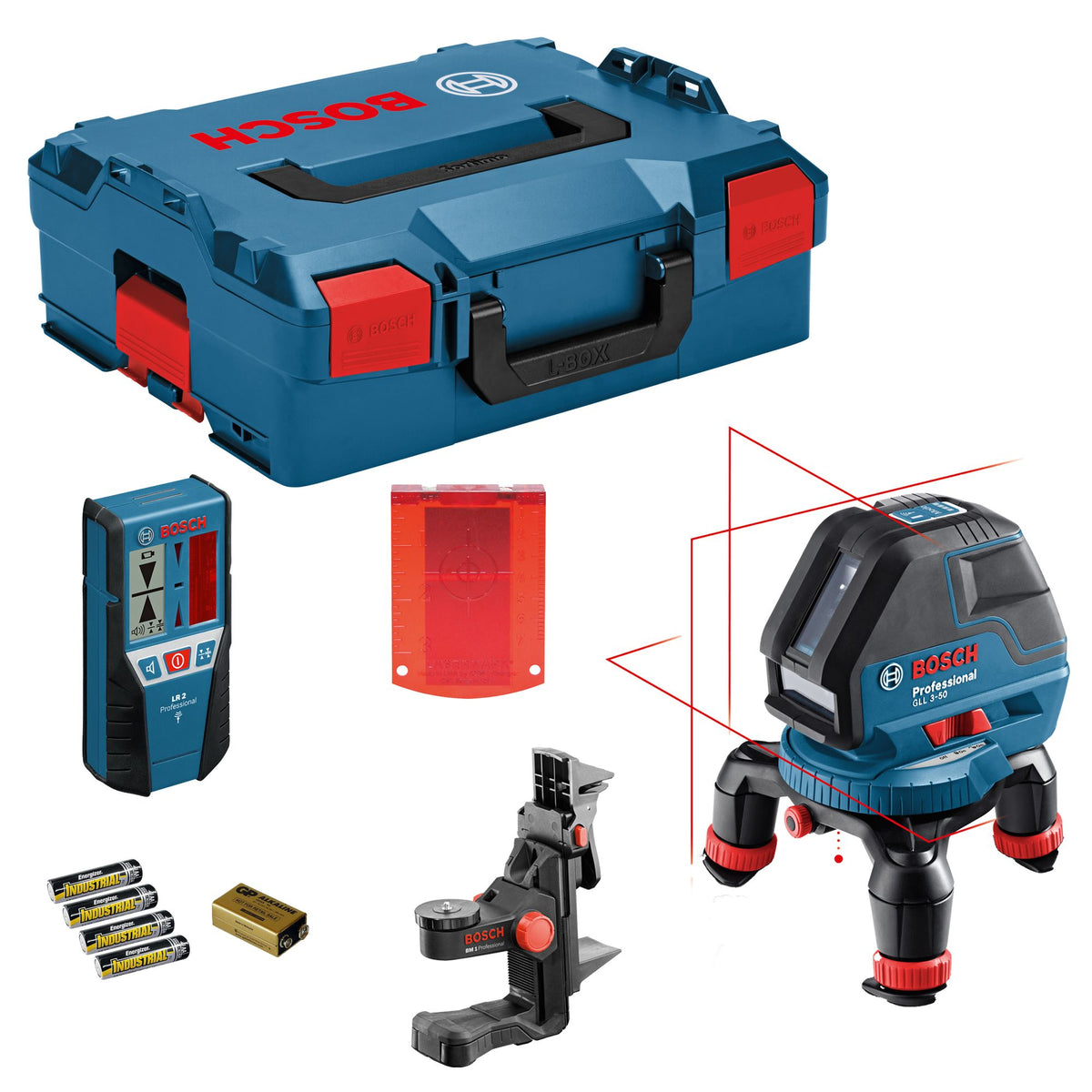 Linea Bosch laser GLL 3-50 Professionale in set + BM 1 + LR 2 in L-BOXX taglia 2