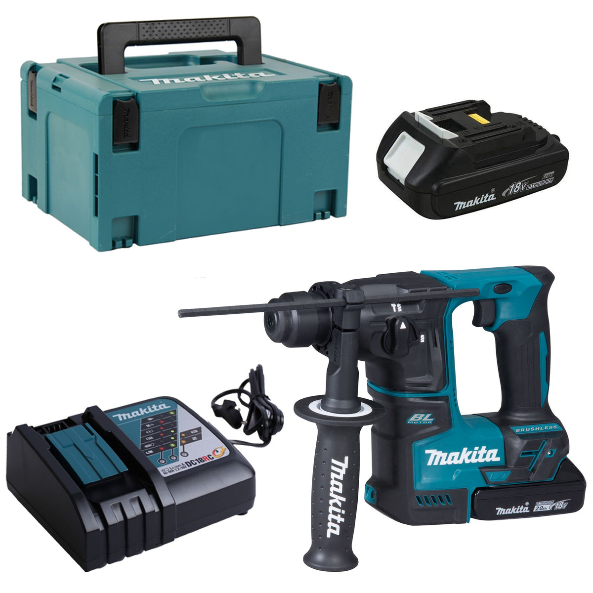 Makita 18V DHR171RAJ SDS+ con batteria 2x 2.0 Ah + caricabatterie in MAKPAC 3