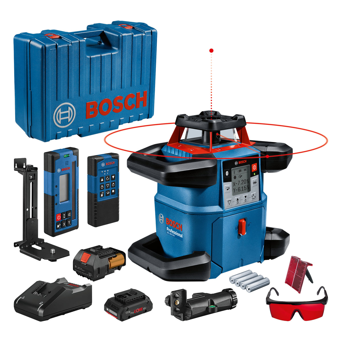 Laser rotante Bosch GRL 600 CHV con batteria e caricabatterie rapido nel caso