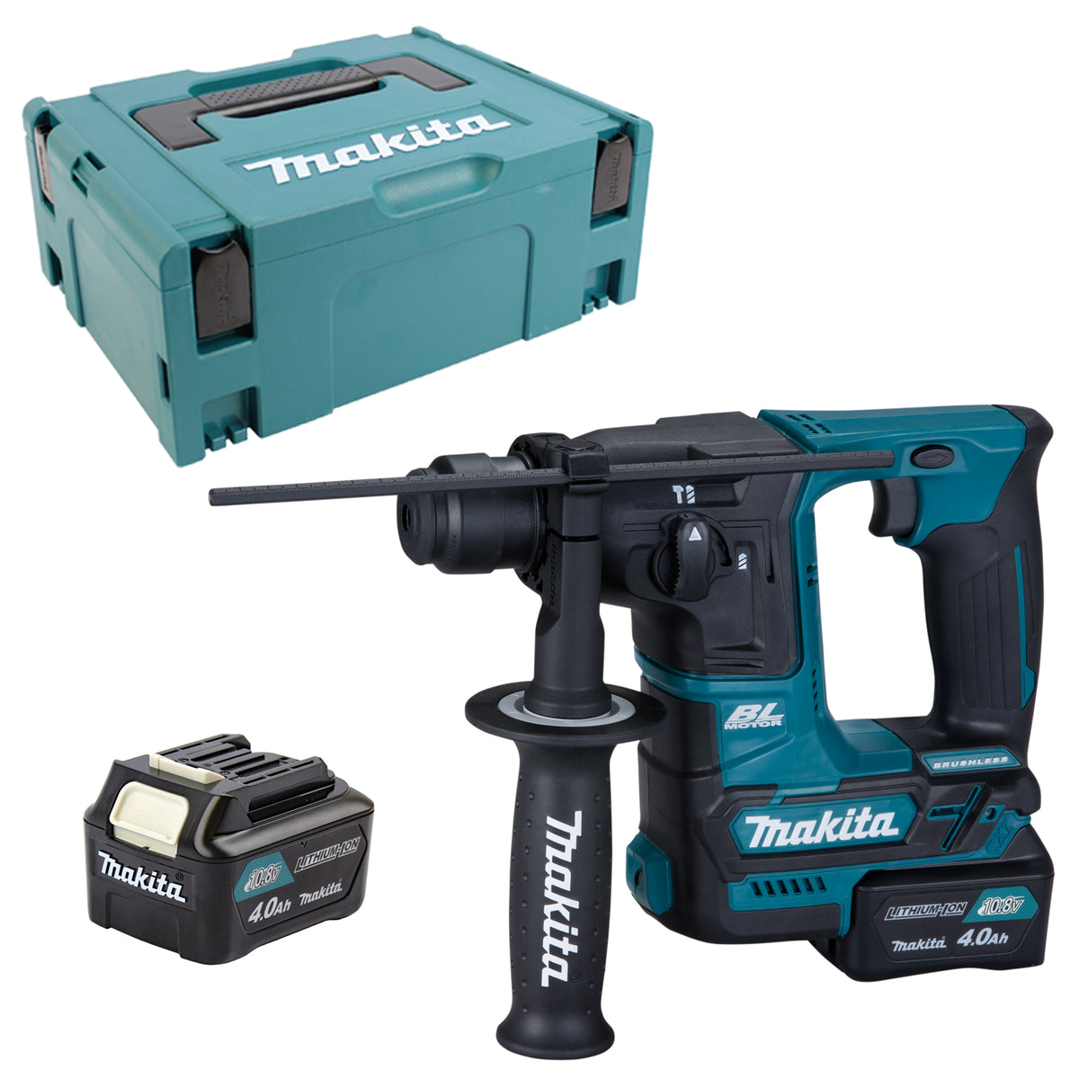 Makita trapano cordless martello HR166DSMJ 12V SDS-plus 2x 4.0 batterie Ah in formato MAKPAC 2