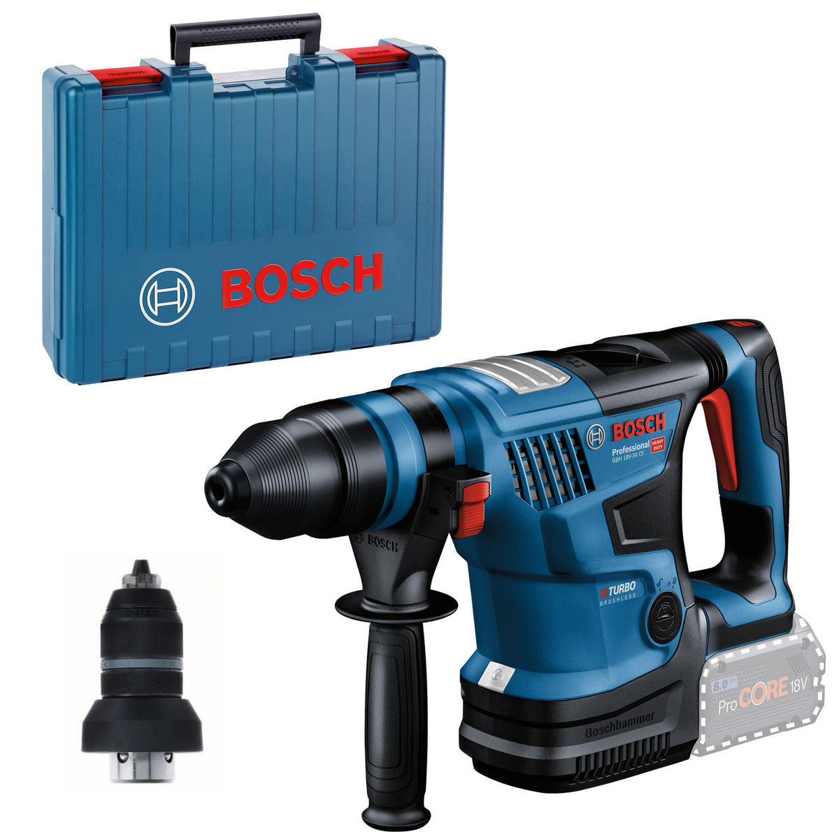 Perforateur sans fil Bosch BITURBO GBH 18V-34 CF sans batterie dans le coffret