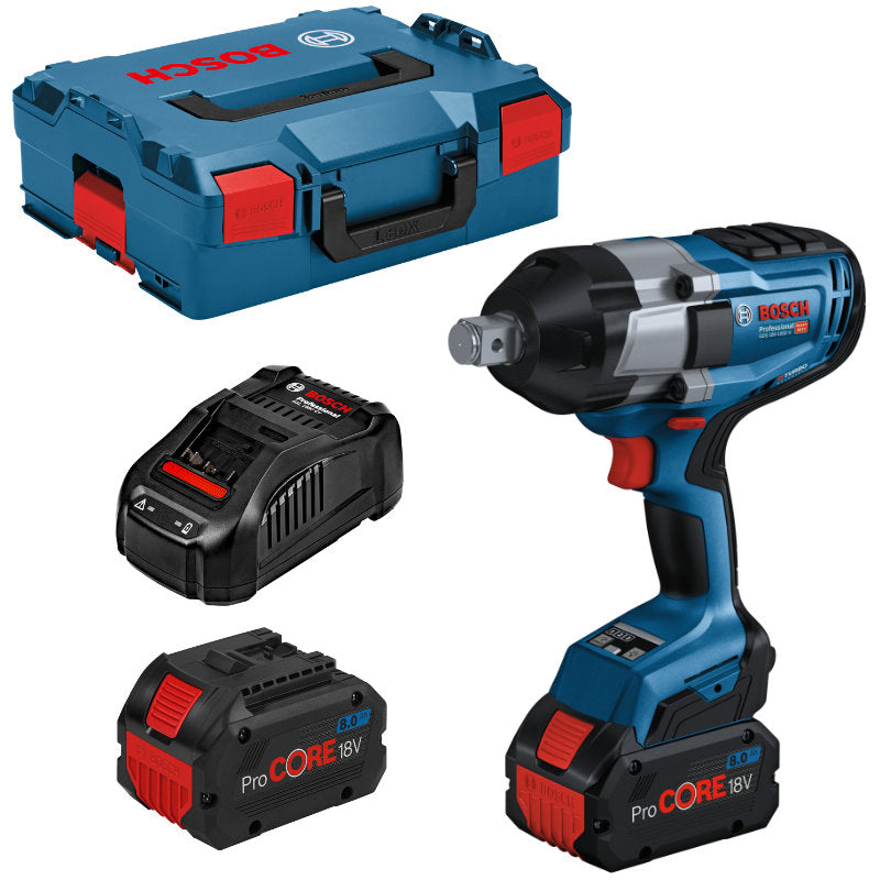 Bosch BITURBO visseuse à chocs GDS 18V-1050 H 2x PC 8,0 Ah et chargeur dans L-BOXX