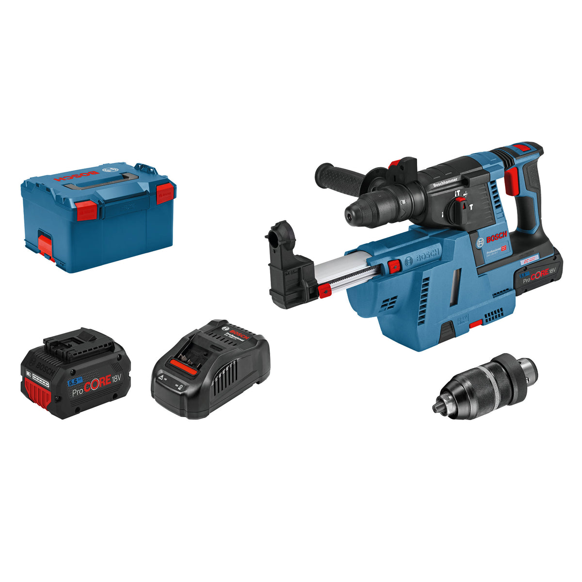 Trapano a batteria Bosch GBH 18V-26 F con SDS plus con 2x 5.5 Ah + caricabatterie in L-BOXX