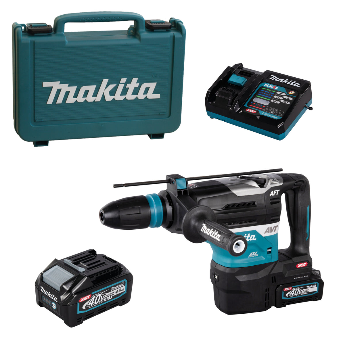 Batterie Makita Perforateur-Burineur SDS-MAX 40V max. HR005GM202, 2x4,0+Chargeur en coffret