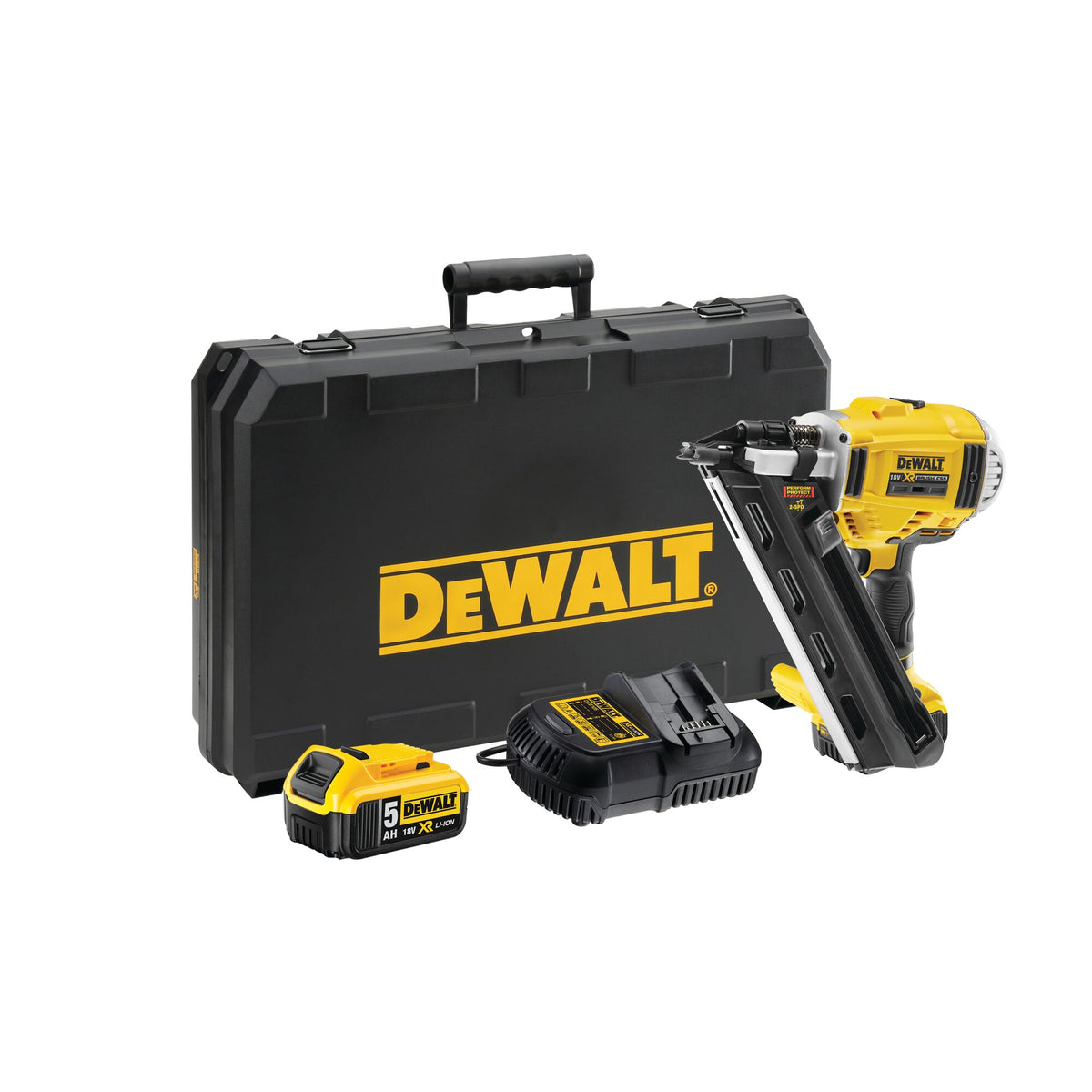 Nagler batteria Dewalt 18V DCN695P2-QW 90mm con batterie 2x 5.0 Ah + caricabatterie nel caso