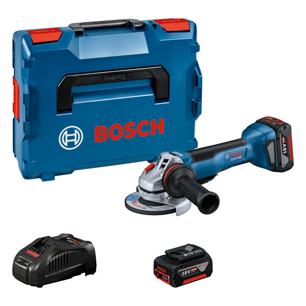 Smerigliatrice angolare a batteria Bosch GWS 18V-10 P, 2x 5.0 Ah + caricatore in L-BOXX 136