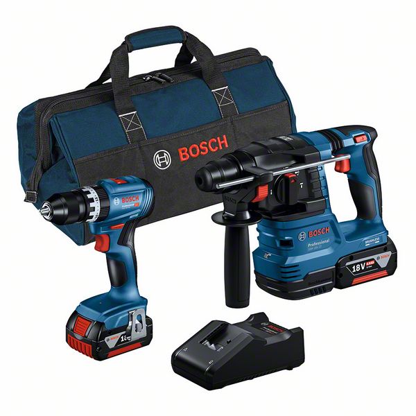 Bosch Combo Kit 2 pezzi. 18V: GSB 18V-45 + GBH 18V-22 + 2 x 4.0Ah + caricabatterie + borsa