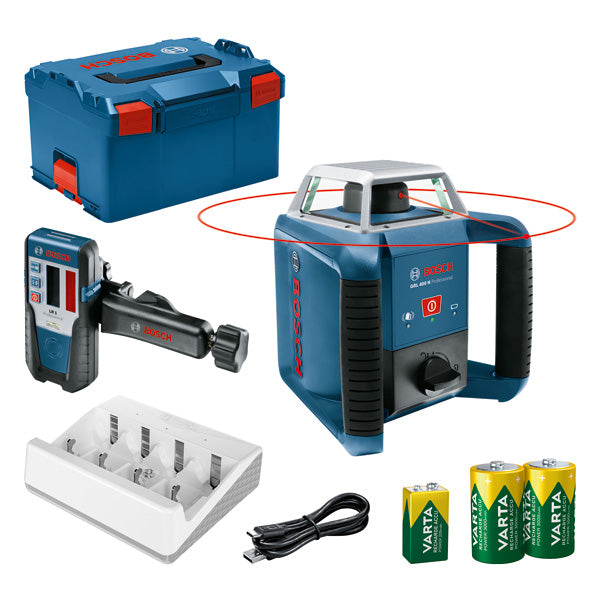 Laser rotante Bosch GRL 400 H + LR 1 in L-BOXX