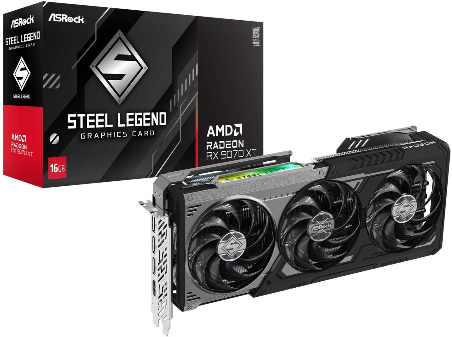 Carte graphique ASROCK Radeon RX 9070 XT Steel Legend Dark 16Go GDDR6 1x HDMI 3x DP