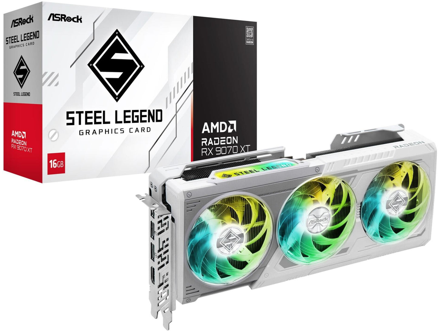 ASROCK Radeon RX 9070 XT Steel Legend graphics card 16GB GDDR6 1x HDMI 3x DP