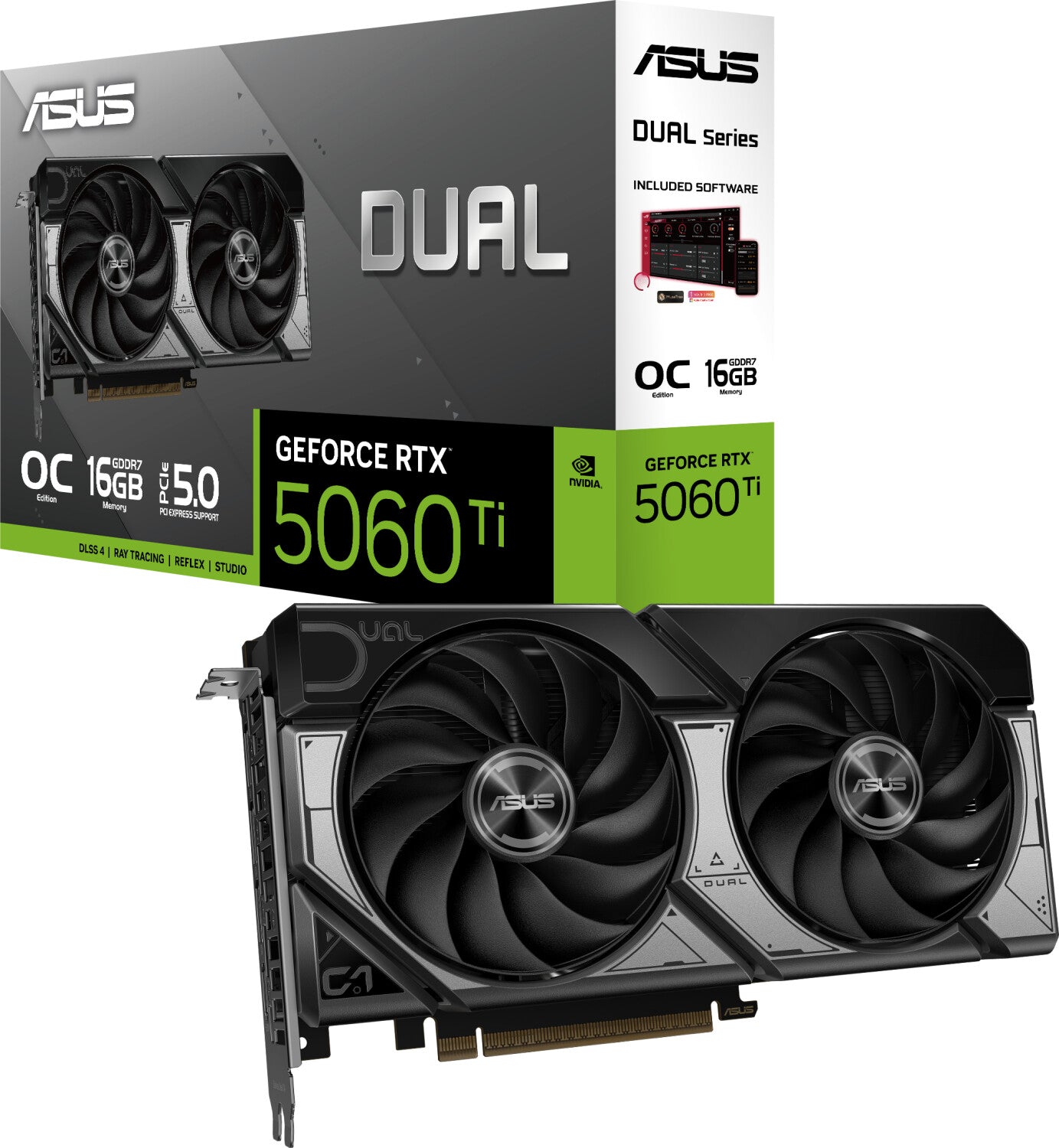 Carte graphique ASUS DUAL GeForce RTX 5060 Ti OC DUAL-RTX5060TI-O16G 16 Go GDDR7, HDMI 3xDP