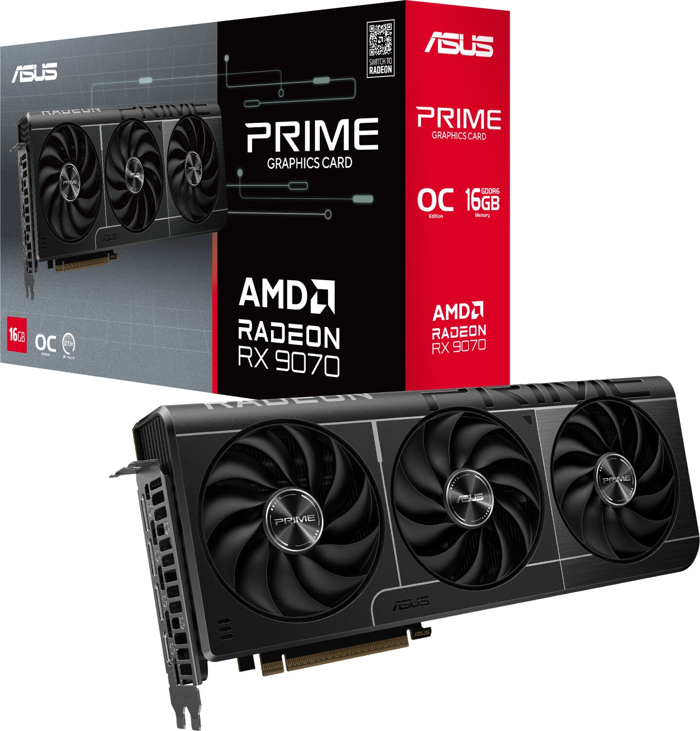ASUS PRIME Radeon RX 9070 OC PRIME-RX9070-O16G 16GB DDR6 Graphics Card, HDMI/DP