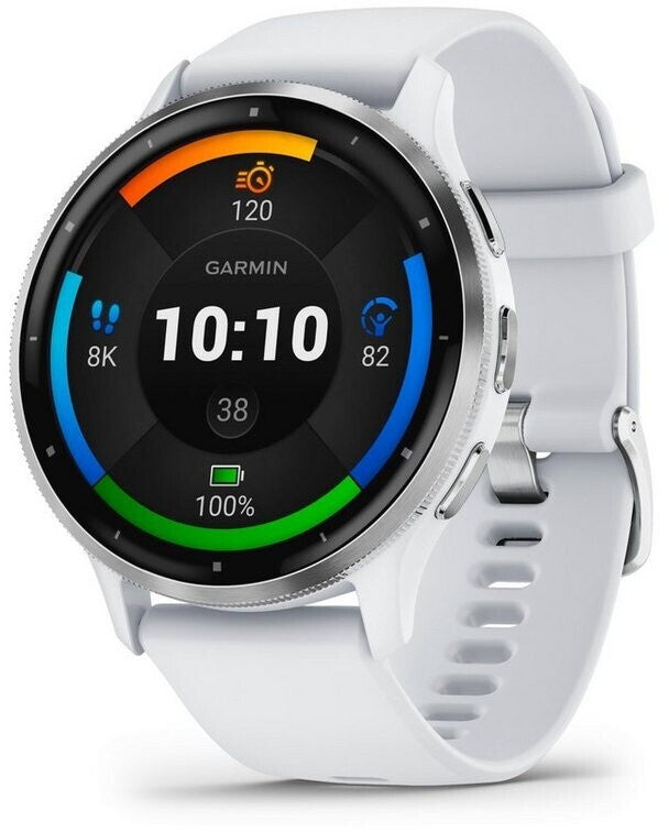Garmin Venu® 3 Blanc Pierre/Argent avec bracelet en silicone à dégagement rapide