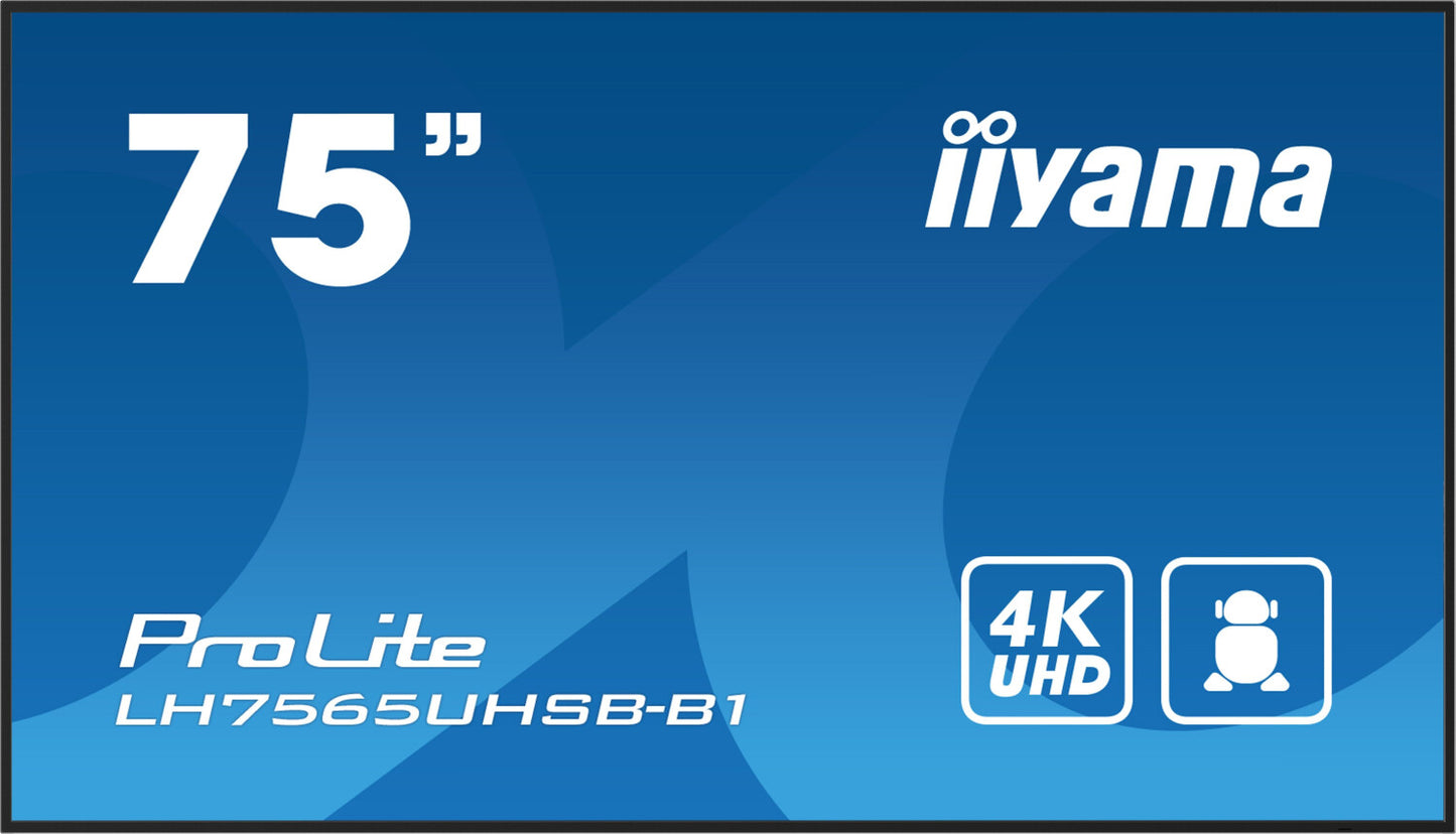 iiyama LH7565UHSB-B1, 75", Display