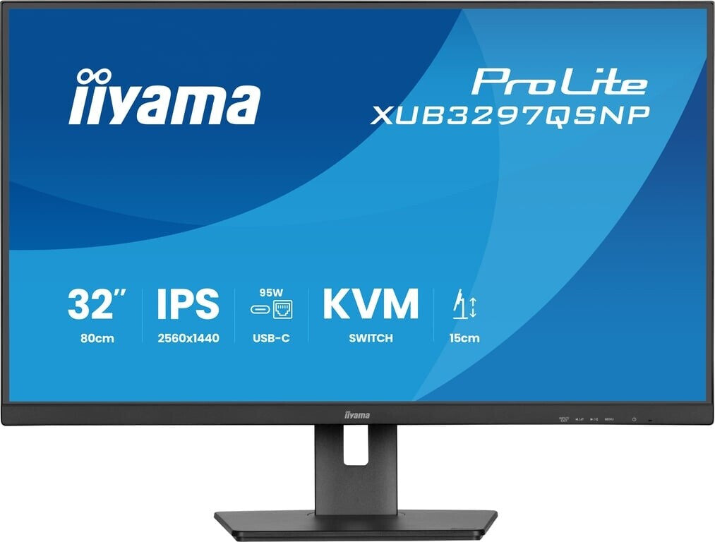 iiyama ProLite XUB3297QSNP-B1 Monitor da 32" con pannello IPS QHD, dock USB-C e switch KVM