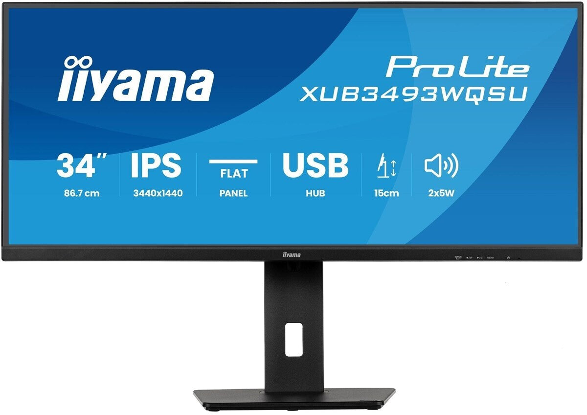 iiyama ProLite XUB3493WQSU-B6 Monitor ultra-wide da 34" con pannello IPS, PiP, PBP e supporto regolabile in altezza