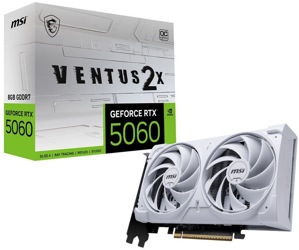Carte Graphique MSI GeForce RTX 5060 8G VENTUS 2X OC White 8 Go GDDR7, HDMI/DP
