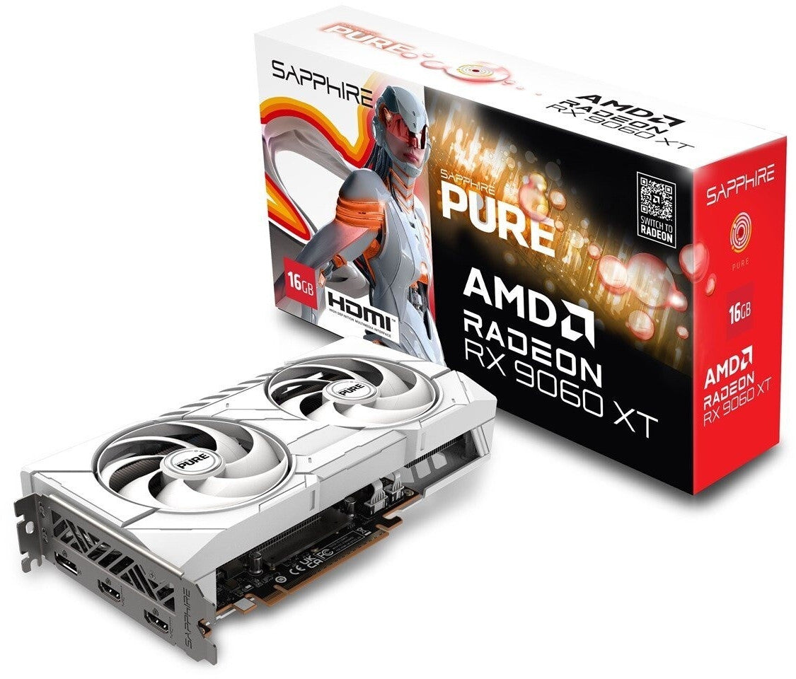 SAPPHIRE Radeon™ PURE RX 9060 XT 16GB White graphics card DP/HDMI