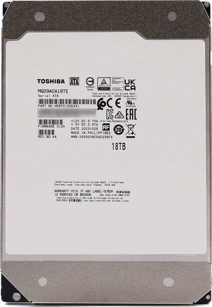 Toshiba Enterprise Capacity MG09ACA18TE 18 To 3.5" SATA 6 Gbit/s