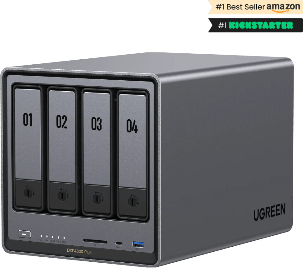 Système NAS UGREEN NASync DXP4800 Plus NAS 4 baies 24 To avec 2 disques durs NAS WD WD120EFGX - 12 To