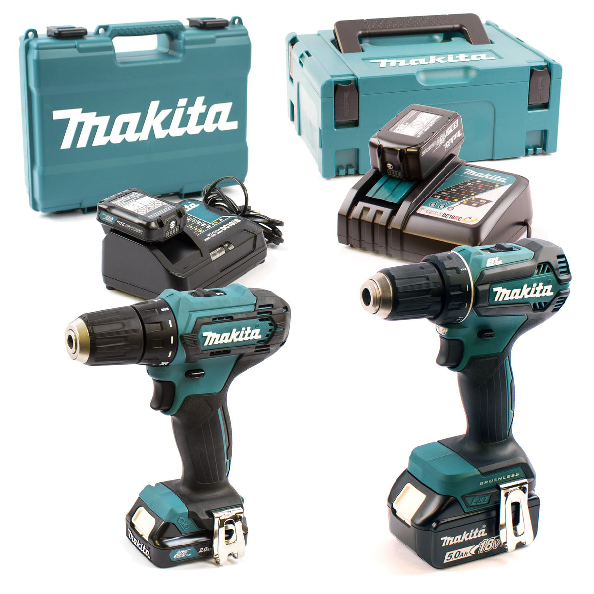 Kit perceuse visseuse Makita 2 générations 18V DDF485RTJ + 12V DF333DSAE