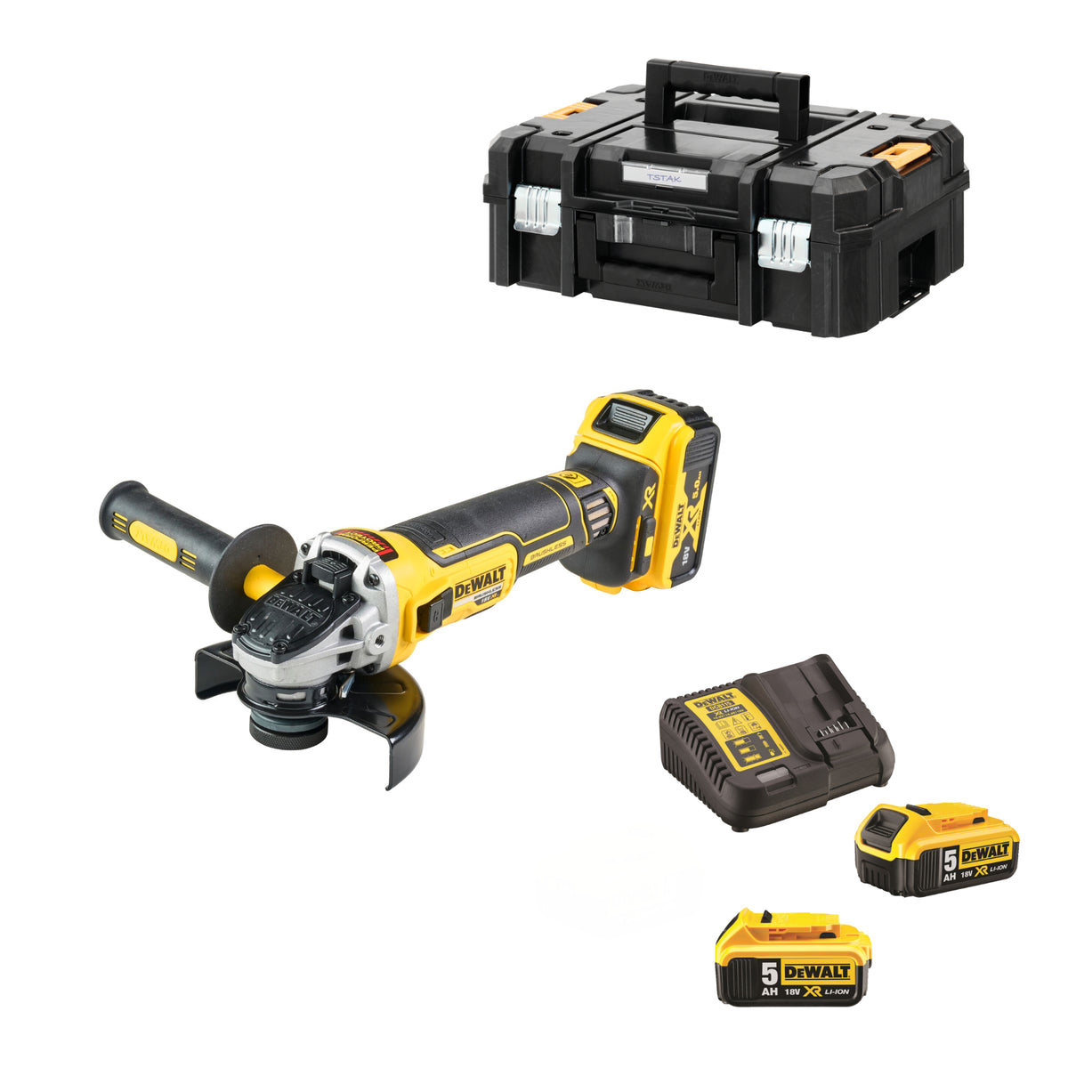 Meuleuse d'angle sans fil DCG405 125 mm 18V avec 3 batteries 5.0 Ah en coffret TSTAK