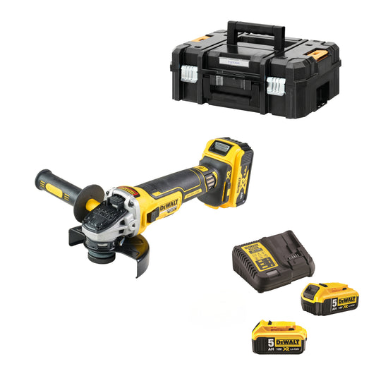 Smerigliatrice ad angolo batteria DCG405 125 mm 18V con batterie 3x 5.0 Ah in scatola TSTAK