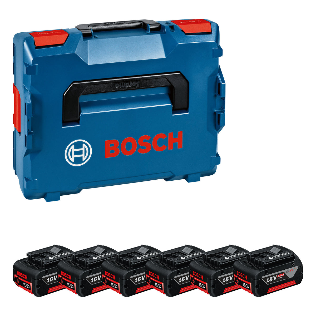 Batteria Bosch Multiset 6x GBA batteria pacchetto 18V 4.0Ah senza caricabatterie L-BOXX 136