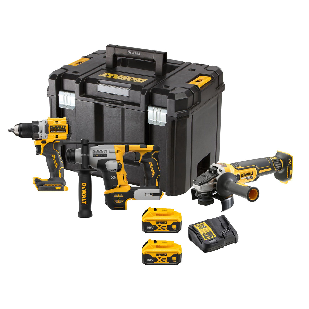 DeWALT Combopack DCK355P2T : 3 outils, 2 batteries 18 Volts/5 Ah, chargeur et TSTAK