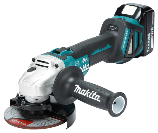 Smerigliatrice ad angolo della batteria Makita 18V DGA513RT3J con batterie 3x 5.0 Ah + caricabatterie in MAKPAC
