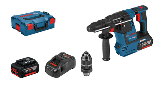 Trapano a batteria Bosch GBH 18V-26 F con batterie 2x 5.0 Ah con caricatore, tra cui L-BOXX