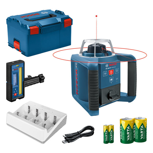 Bosch Laser Rotary GRL 300 HV + Ricevitore laser LR 45 + Varta in L-BOXX 238