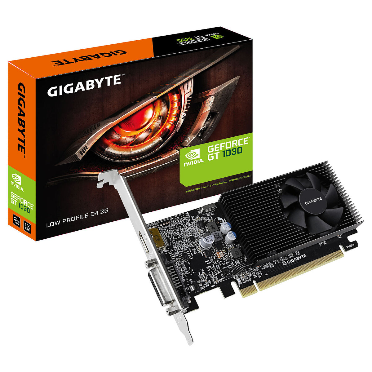 Gigabyte GT 1030 Low Profile D4 2G 2GB GDDR4 - HDMI/DVI - PCI Express (NVIDIA GeForce GT 1030)