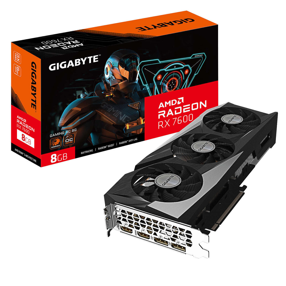 Gigabyte Radeon RX 7600 GAMING OC 8G 8 GB GDDR6 - Doppio HDMI/Doppio DisplayPort - PCI Express (AMD Radeon RX 7600)