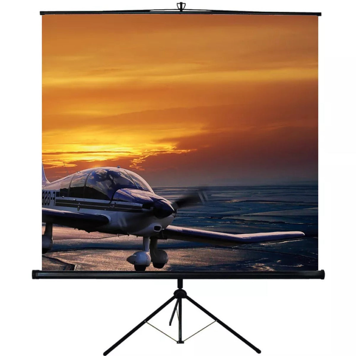 Oray Screen 175 x 175 cm Schermo di proiezione con treppiede in acciaio laccato nero - Formato 4:3 - 175 x 175 cm