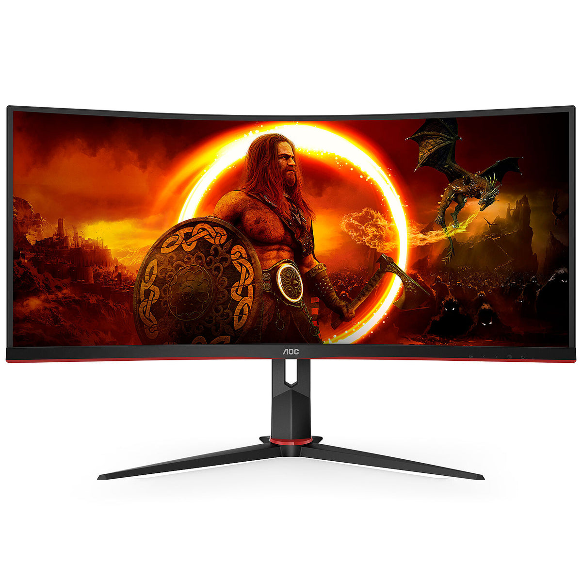 AOC 34" LED - CU34G2XP/BK Display PC UltraWide WQHD - 3440 x 1440 pixel - 1 ms (MPRT) - 21/9 - Pannello VA curvo - 180 Hz - H