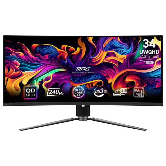 MSI 34" QD-OLED - MPG 341CQPX QD-OLED Schermo PC UltraWide WQHD - 3440 x 1440 pixel - 0,03 ms (grigio su grigio) - Formato 21