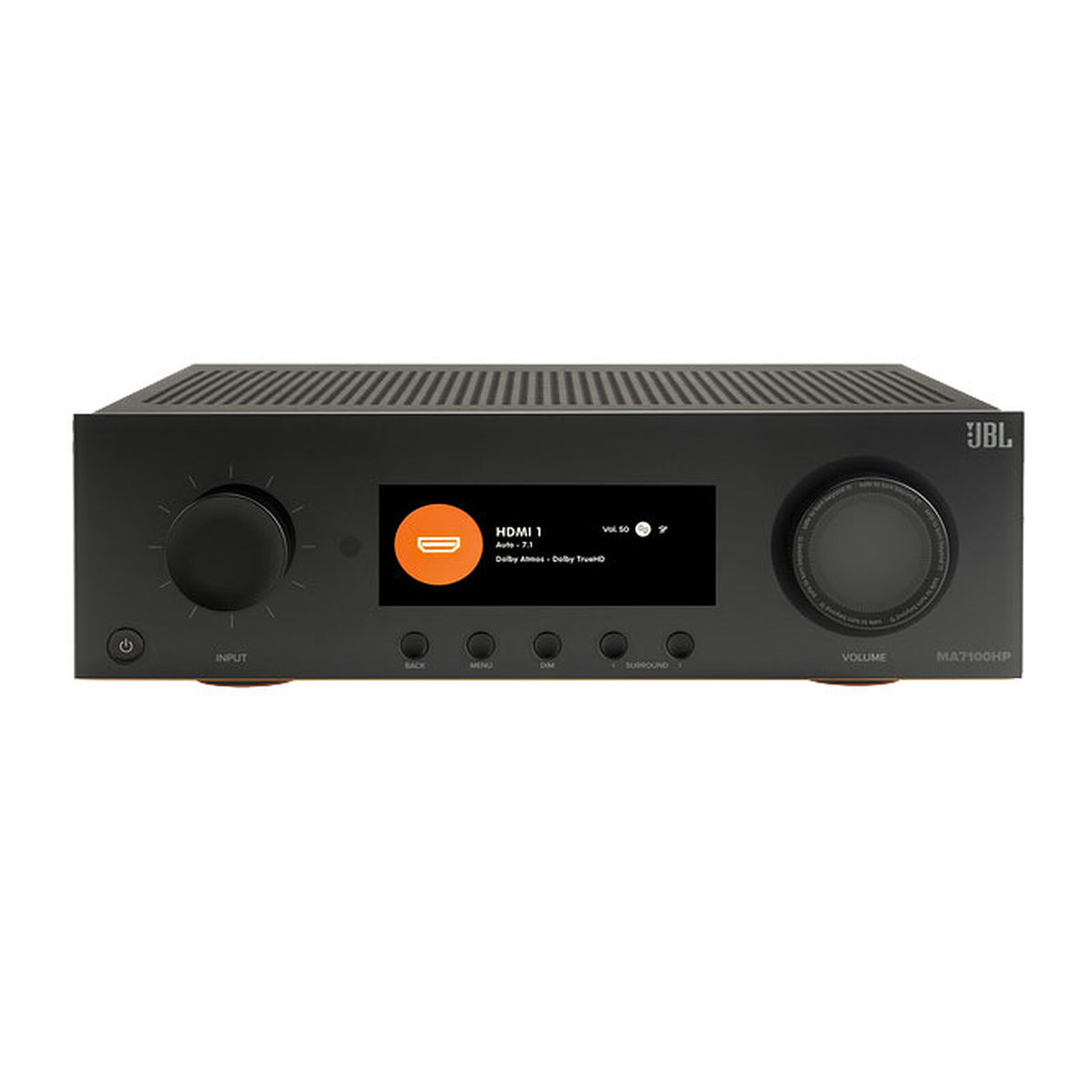 JBL MA7100HP Nero  Amplificatore Home Cinema 7.2 - 125W/canale - Dolby Atmos/DTS:X - 6 ingressi HDMI 2.1 8K - HDR10+/Dolby Vision - Wi-Fi/Bluetooth - AirPlay 2