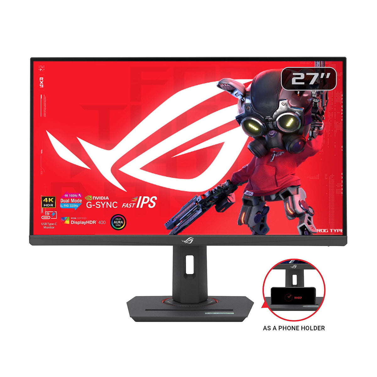 ASUS 27" LED - ROG Strix XG27UCG Monitor PC 4K - 3840 x 2160 - 1 ms (da grigio a grigio) - 16/9 - Fast IPS - 160 Hz - HDR 400