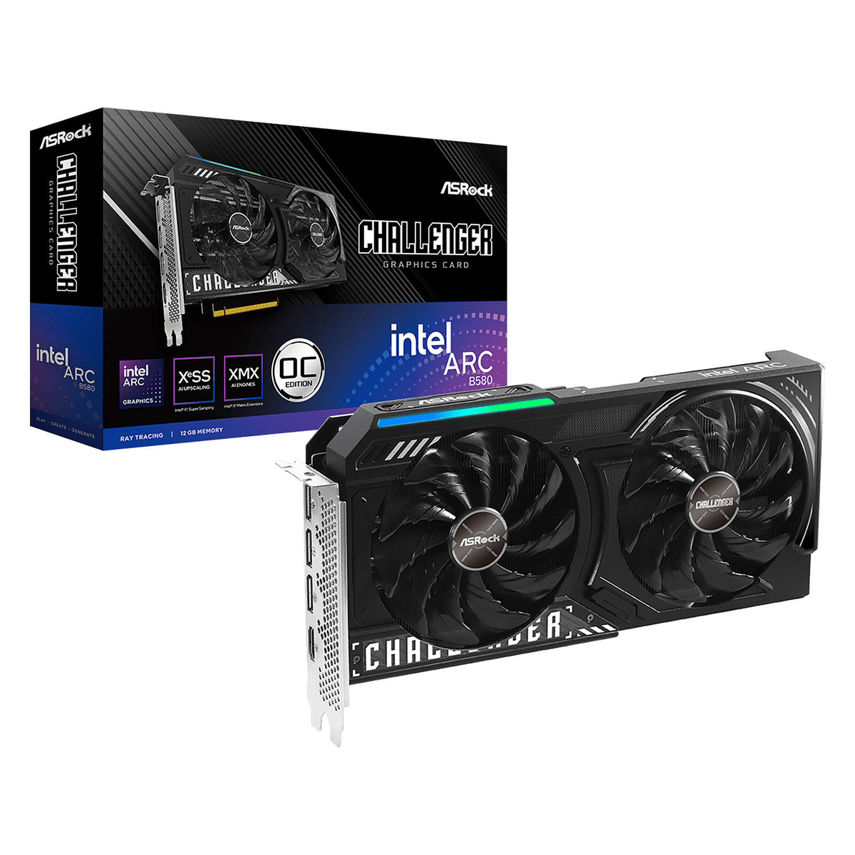 ASRock Intel Arc B580 Challenger 12GB OC 12GB GDDR6 - HDMI/Tri DisplayPort - PCI Express (Intel Arc B580)