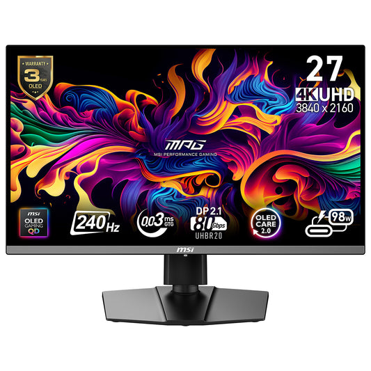 MSI 26.5" LED - MPG 272URX QD-OLED Schermo PC 4K - 3840 x 2160 pixel - 0,03 ms (da grigio a grigio) - 16/9 - Pannello OLED - 