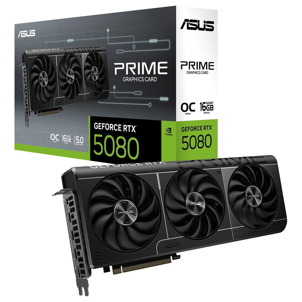 ASUS PRIME GeForce RTX 5080 16GB GDDR7 OC Edition 16 GB GDDR7 - HDMI/Tri DisplayPort - DLSS 4 - PCI Express (NVIDIA GeForce R