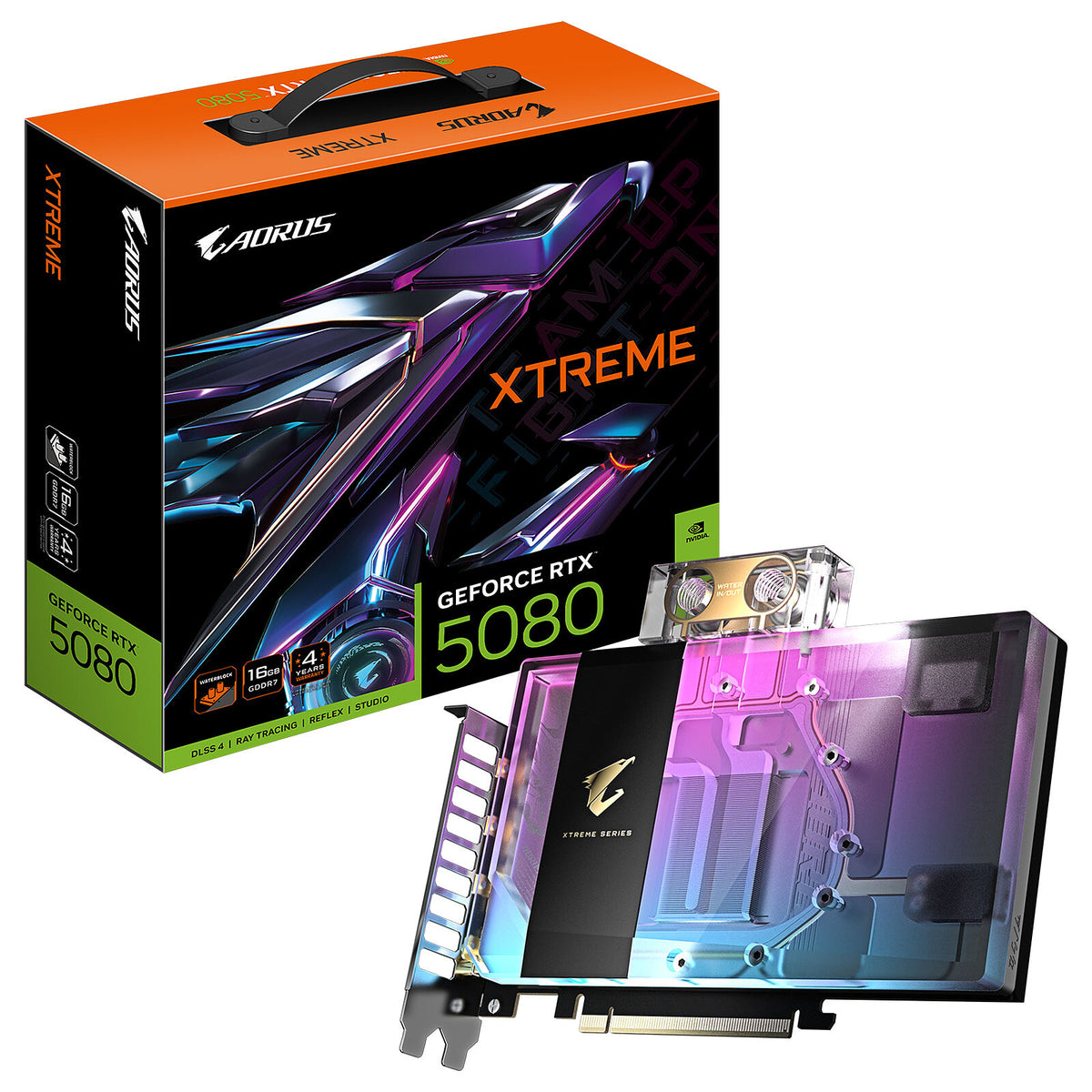 Gigabyte AORUS GeForce RTX 5080 XTREME WATERFORCE WB 16G  16 GB GDDR7 - HDMI/Tri DisplayPort - DLSS 4 - PCI Express (NVIDIA G