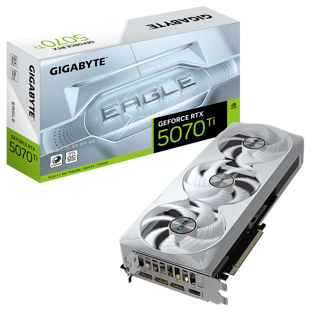 Gigabyte GeForce RTX 5070 Ti EAGLE OC ICE SFF 16G 16 GB GDDR7 - HDMI/Tri DisplayPort - DLSS 4 - PCI Express (NVIDIA GeForce R
