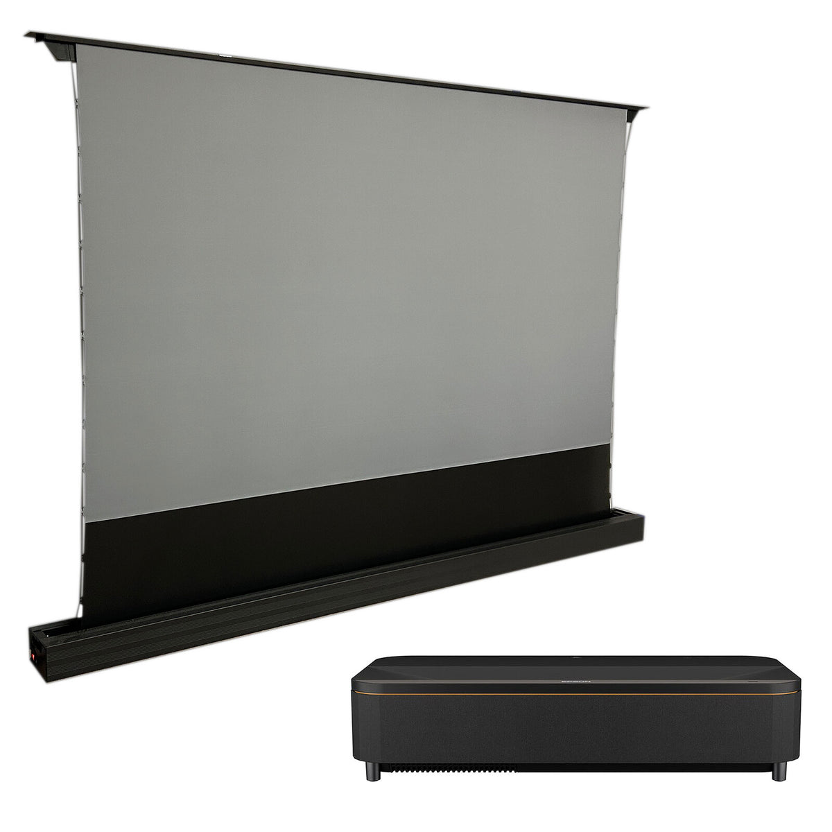 Epson EH-QS100W Nero + Oray ALR Series 2 Motorised Upscaling 120"  Proiettore 3LCD Laser - 4K UHD - 4K Enhancement - HDR10 - 4500 Lumen - Lunghezza focale ultracorta - HDMI/USB/Ethernet + schermo ascendente motorizzato da 120"