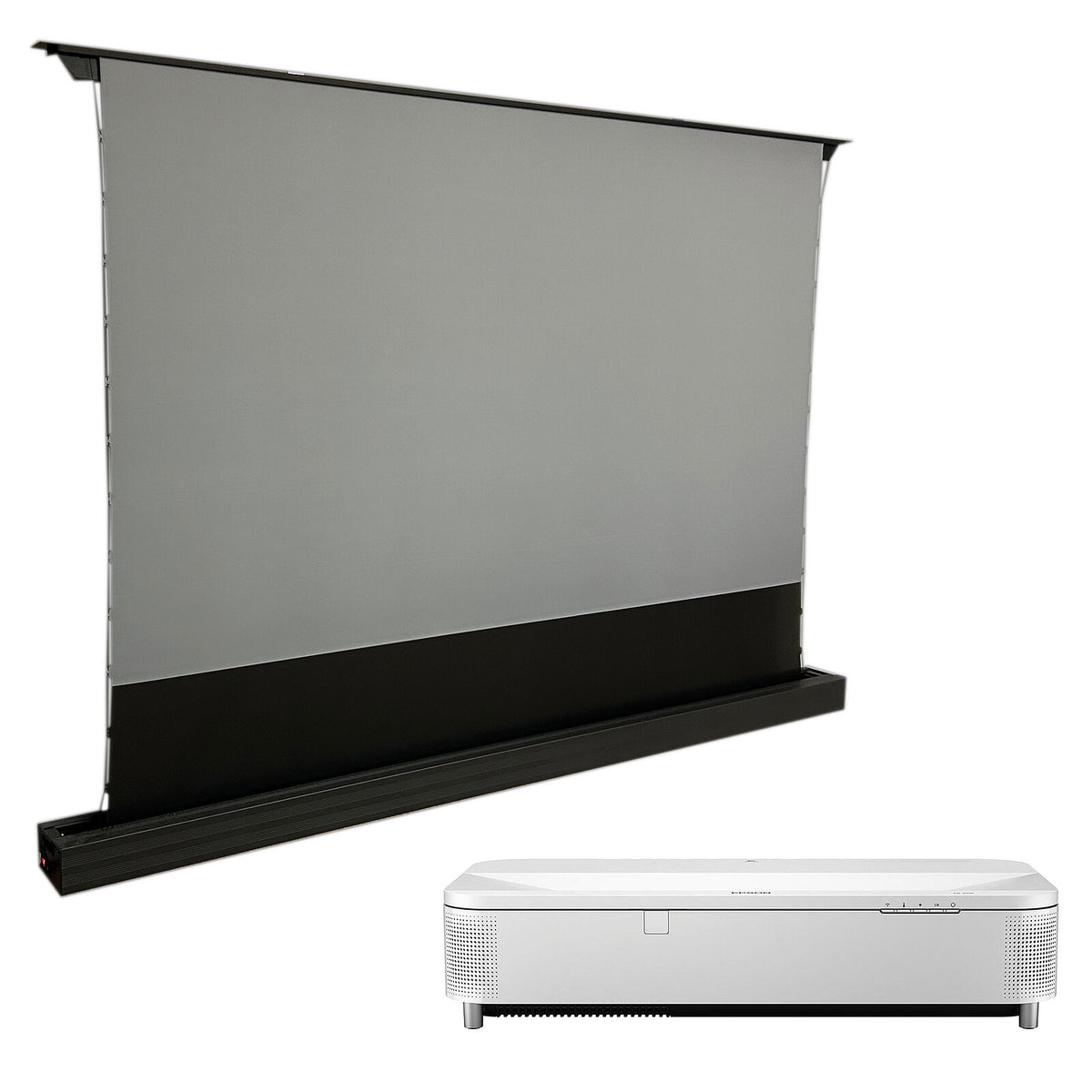 Epson EB-810E + Oray ALR Series 2 Motorised Upward 120"  Videoproiettore 3LCD 4K UHD 5000 Lumens Super Ultra Short Throw + Schermo a sollevamento motorizzato da 120"