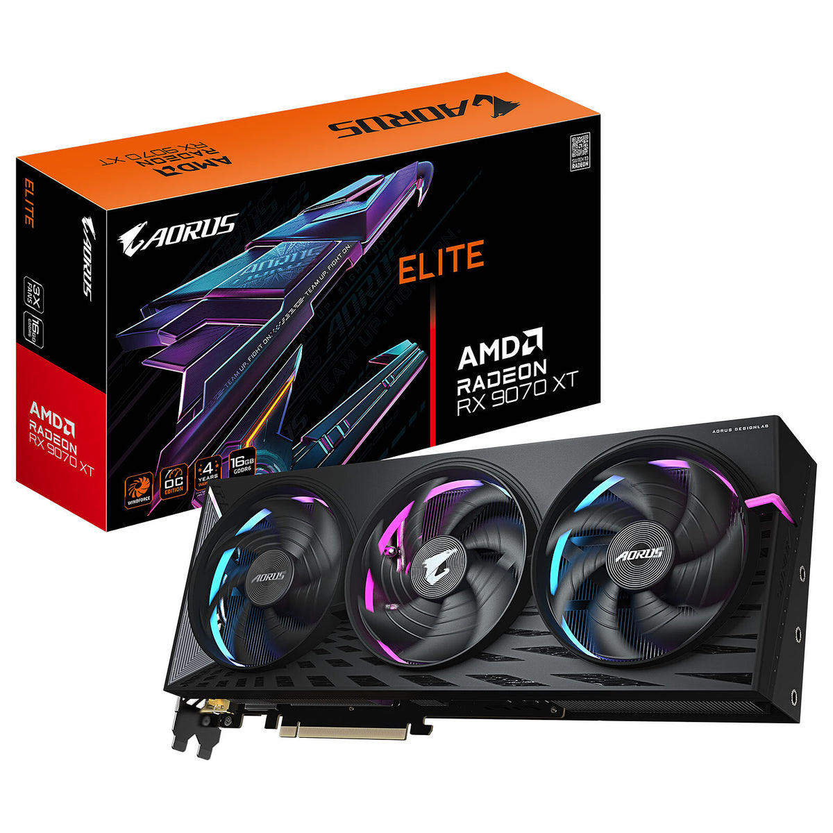 Gigabyte AORUS Radeon RX 9070 XT ELITE 16G  16 GB GDDR6 - Dual HDMI/ Dual DisplayPort - PCI Express (AMD Radeon RX 9070 XT)