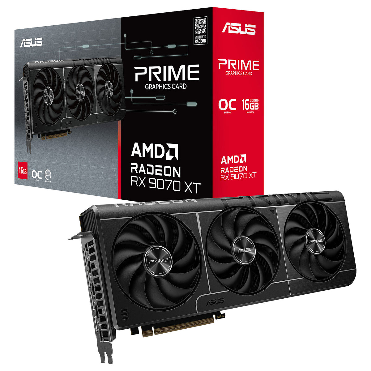 ASUS Prime Radeon RX 9070 XT OC Edition 16GB GDDR6 16GB GDDR6 - HDMI/Tri-DisplayPort - PCI Express (AMD Radeon RX 9070 XT)