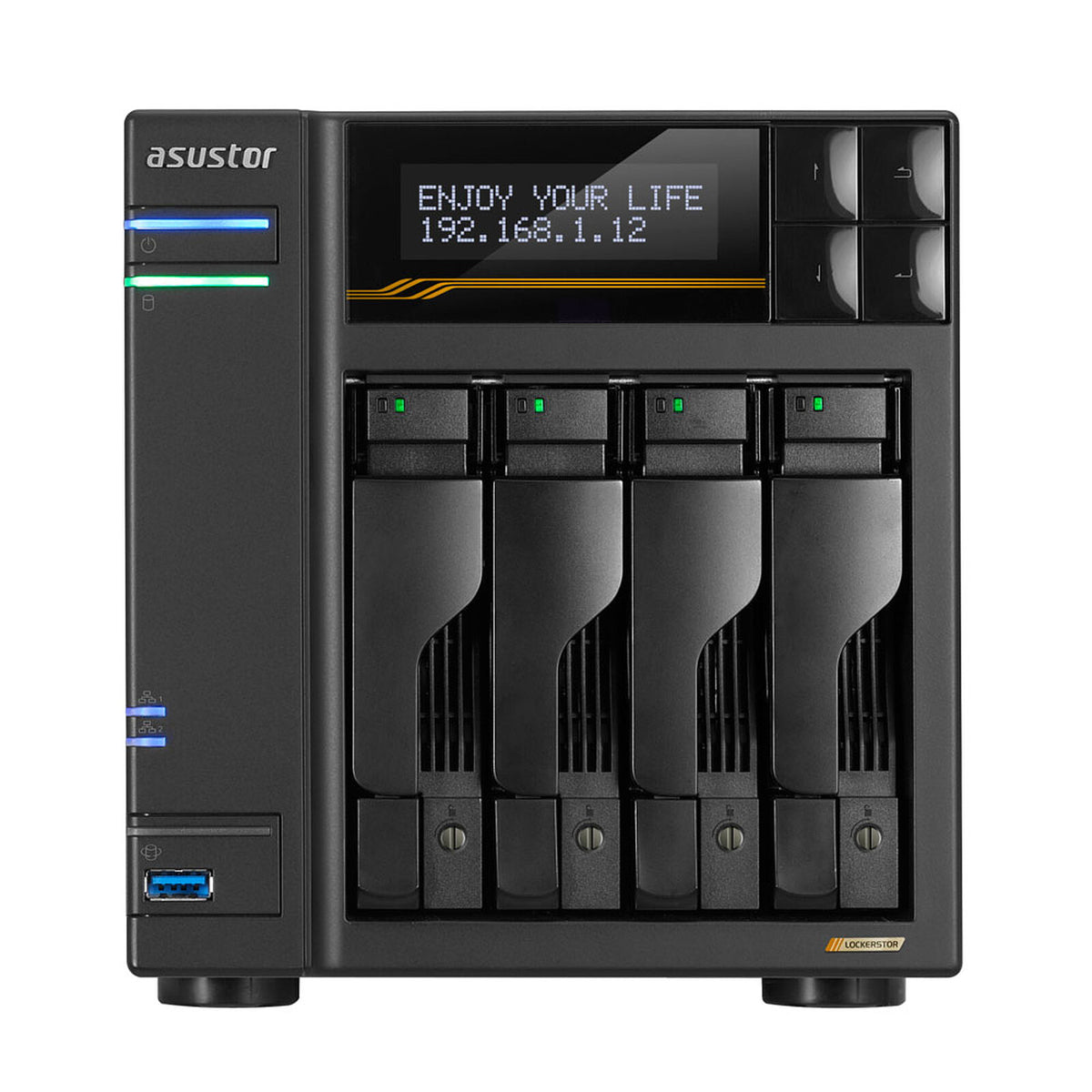 ASUSTOR Lockerstor 4 Gen 3 AS6804T Server NAS Barebone a 4 vani 16GB DDR5 AMD Ryzen V3C14 - 2x 10 GbE + 2x 5 GbE