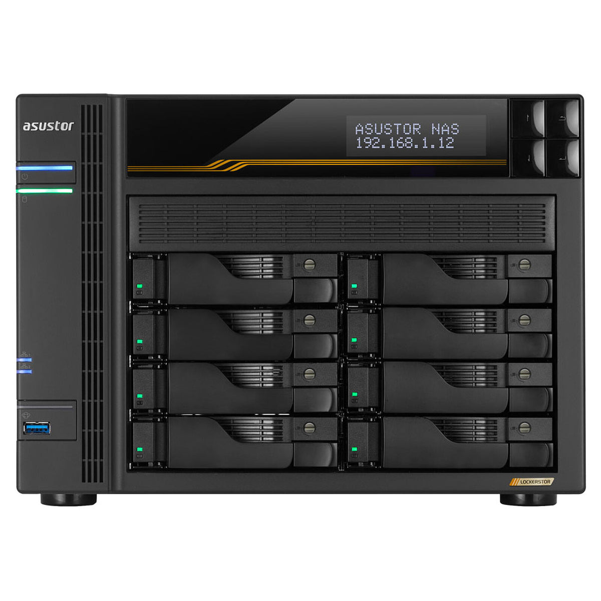 ASUSTOR Lockerstor 4 Gen 3 AS6808T Server NAS Barebone a 8 vani 16GB DDR5 AMD Ryzen V3C14 - 2x 10 GbE + 2x 5 GbE